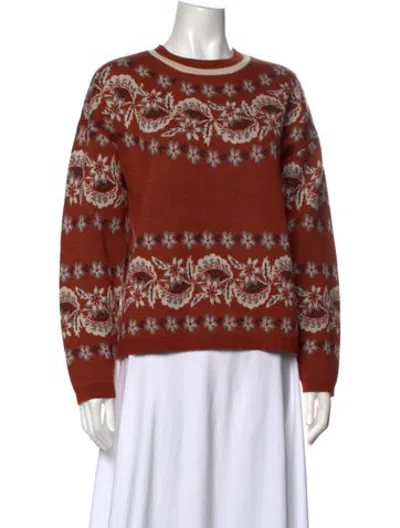 Pre-owned Cara Cara Wool Floral Print Sweater In Orange