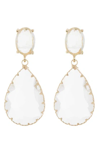 Cara Crystal Drop Earrings In White