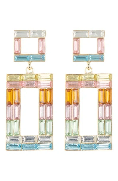 Cara Crystal Statement Drop Earrings In Pink Multi