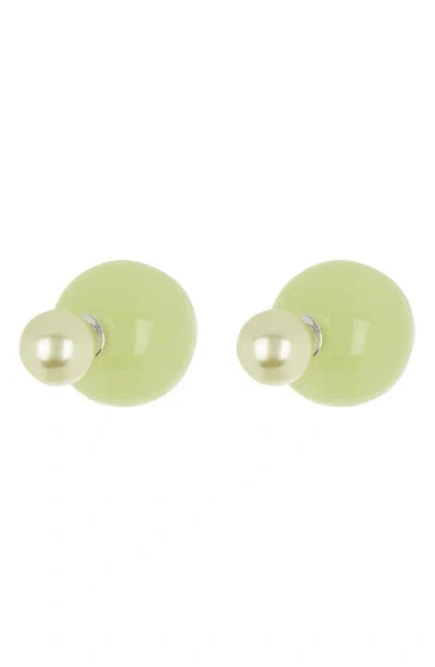Cara Imitation Pearl Front/back Stud Earrings In Green