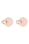 Cara Imitation Pearl Front/back Stud Earrings In Pink