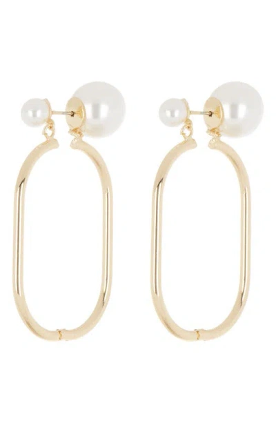 Cara Imitation Pearl Hoop Earrings In Gold