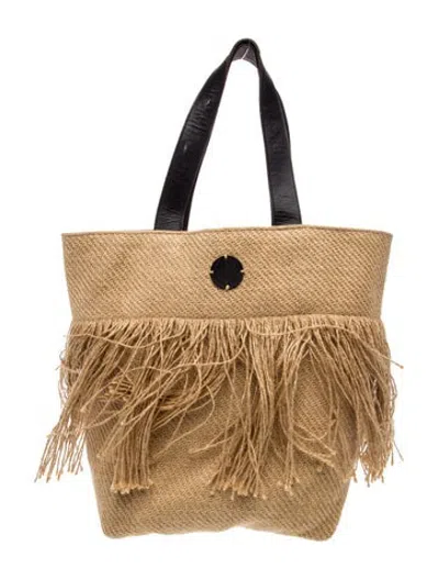 Pre-owned Caravana Jute Tote In Neutrals
