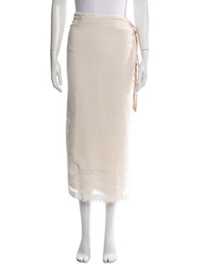 Pre-owned Caravana Raw-edge Trim Long Skirt In Neutrals