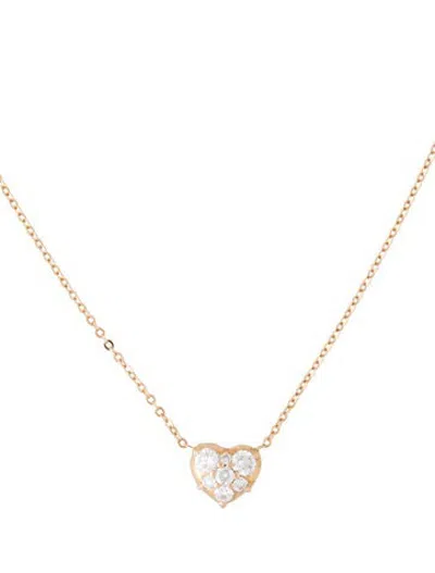 Pre-owned Carbon & Hyde 14k Diamond Heart Pendant Necklace, 16" In Multicolor