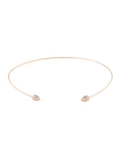 Pre-owned Carbon & Hyde 14k Diamond Rosette Choker Necklace, 13" In Multicolor