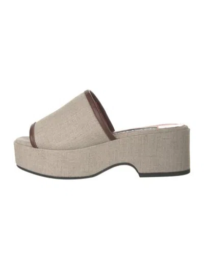 Pre-owned Carel Paris Canvas Slides In Neutrals