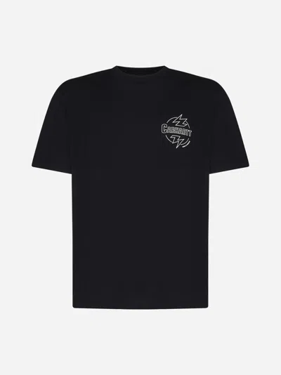 Carhartt Ablaze Logo Cotton T-shirt In Black,wax