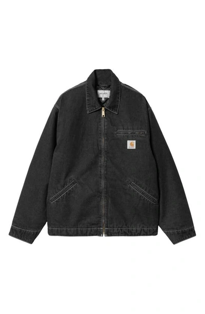 Carhartt Detroit Denim Jacket In Black Stone Washed