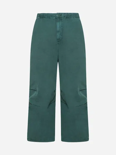 Carhartt Judd Hubbard Cotton Trousers In Duck Green Stone Dyed
