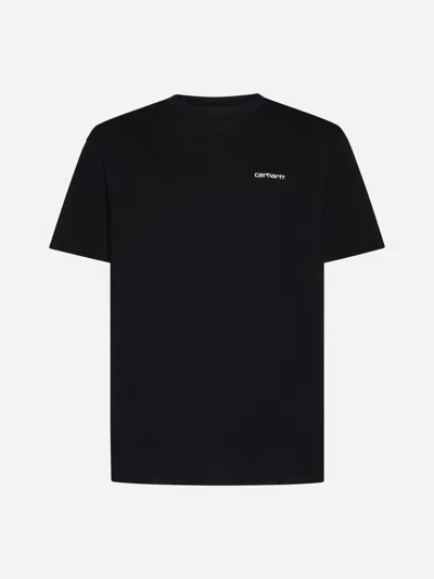 Carhartt Logo Cotton T-shirt In Black,white