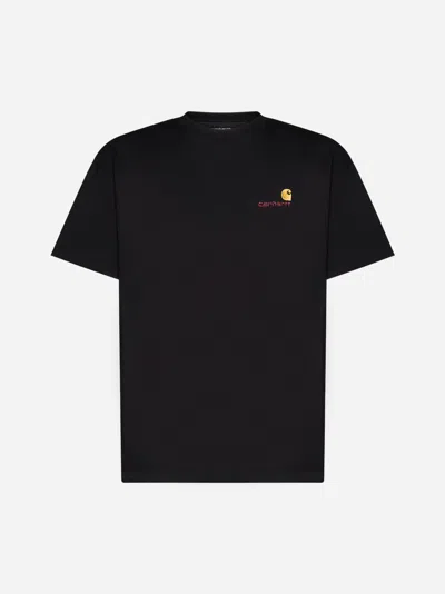 Carhartt Logo-embroidered Cotton T-shirt In Black