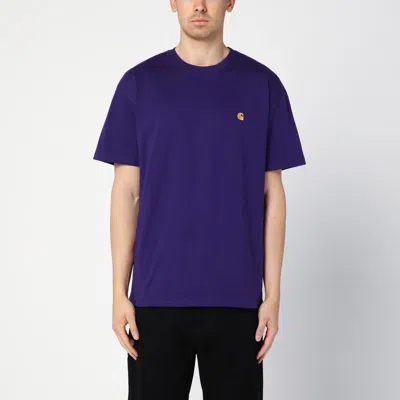 Carhartt S/s Chase Tyrian Coloured Cotton T-shirt In Purple
