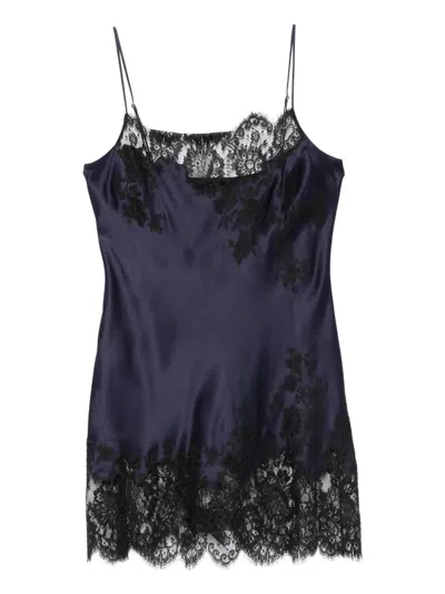Carine Gilson Lace-detail Slip In Blue