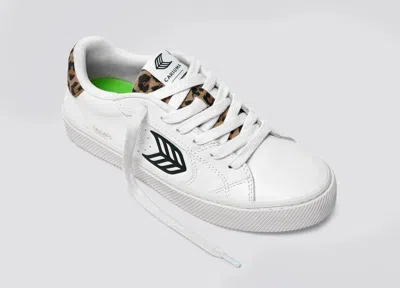 Cariuma Salvas Sneakers White Leopard Print Leather Shoes Hawk507