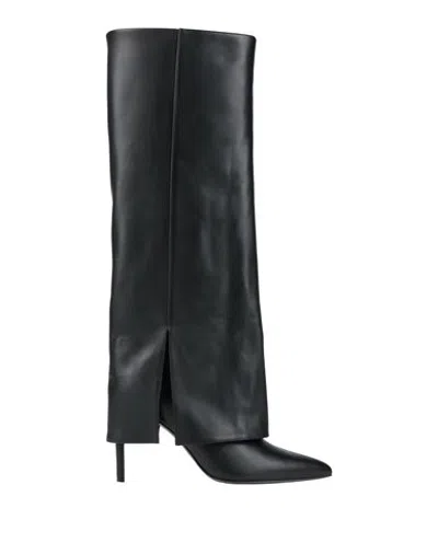 Carla G. Woman Boot Black Size 6 Calfskin In Animal Print