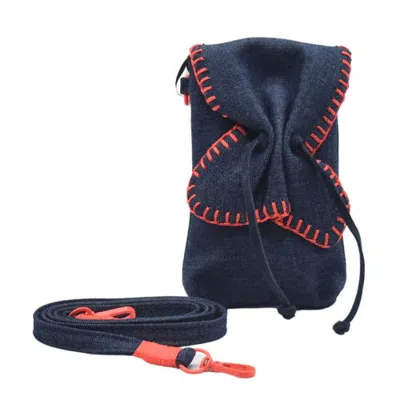 Carlos Falchi Cell Phone Butterfly Leather Bag In Blue