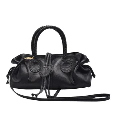 Carlos Falchi Mini Satchel Leather Bag In Black