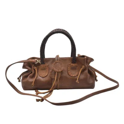 Carlos Falchi Mini Satchel Leather Bag In Brown