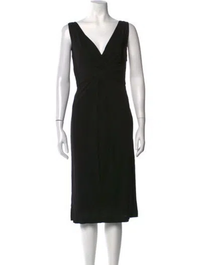 Pre-owned Carlos Miele V-neck Knee-length Dress In Black