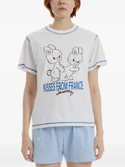 Carne Bollente Xoxo, Serena Graphic-print Contrast-stitch T-shirt In White
