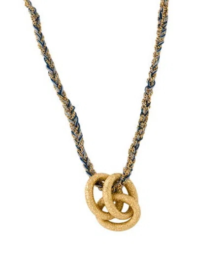 Pre-owned Carolina Bucci 18k Lucky Balance Necklace W/ Florentine Finish Three Oval Links, 38" In Multicolor