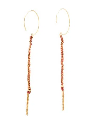 Pre-owned Carolina Bucci 18k Silktasseled Drop Earrings In Pink
