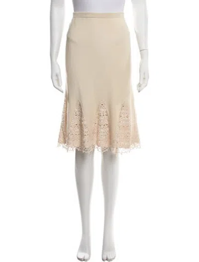 Pre-owned Carolina Herrera Cashmere Midi Length Skirt In Neutrals