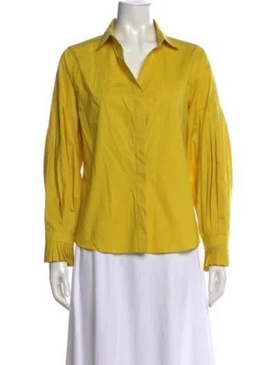 Pre-owned Carolina Herrera Long Sleeve Blouse In Yellow