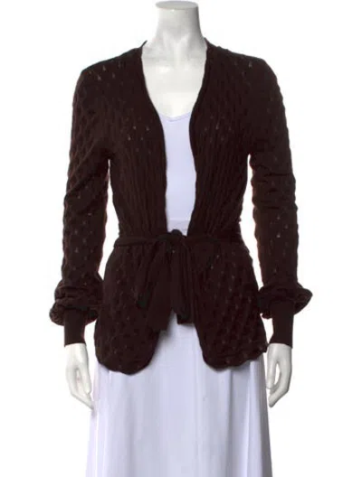 Pre-owned Carolina Herrera Merino Wool Patterned Sweater In Brown