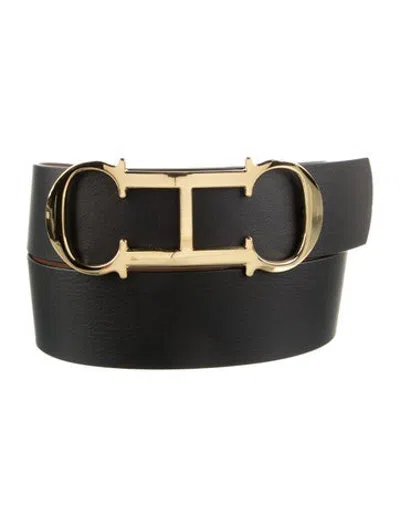 Pre-owned Carolina Herrera Reversible Leather Waist Belt In Black/brown