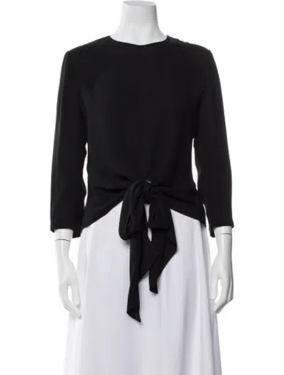 Pre-owned Carolina Herrera Silk Crew Neck Blouse In Black