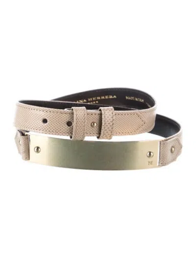 Pre-owned Carolina Herrera Skinny Leather Waist Belt In Neutrals