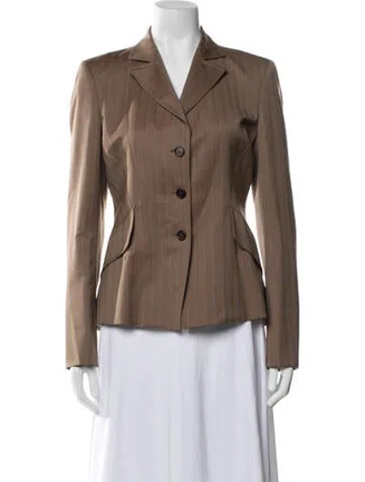 Pre-owned Carolina Herrera Striped Blazer In Brown