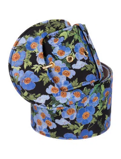 Pre-owned Carolina Herrera Wide Canvas Waist Belt In Blue