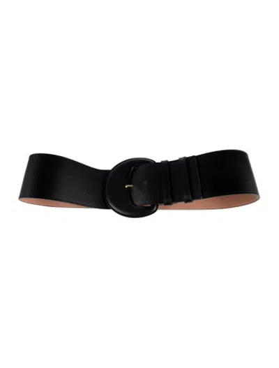 Pre-owned Carolina Herrera Wide Leather Waist Belt In Black