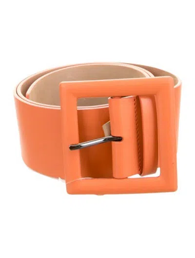 Pre-owned Carolina Herrera Wide Leather Waist Belt In Orange