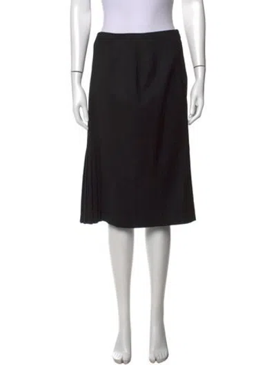 Pre-owned Carolina Herrera Wool Midi Length Skirt In Black