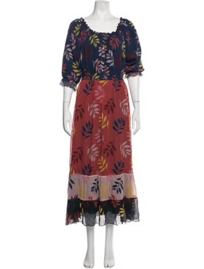 Pre-owned Carolina K Floral Print Long Dress In Blue