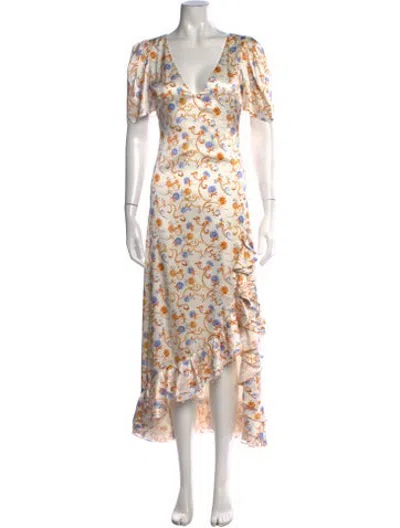 Pre-owned Caroline Constas Floral Print Long Dress In Multicolor