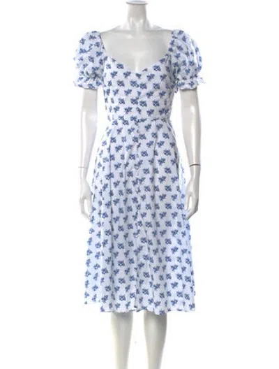 Pre-owned Caroline Constas Floral Print Midi Length Dress In Blue