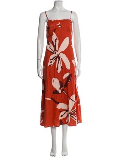 Pre-owned Caroline Constas Floral Print Midi Length Dress In Orange