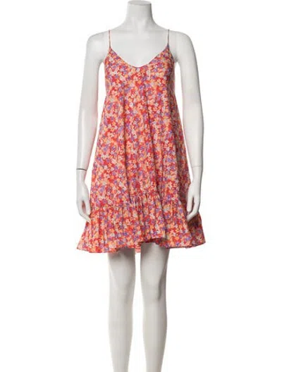 Pre-owned Caroline Constas Floral Print Mini Dress In Blue