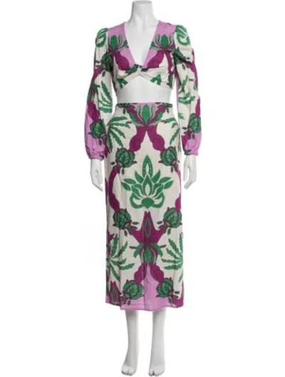 Pre-owned Caroline Constas Floral Print Skirt Set In Multicolor