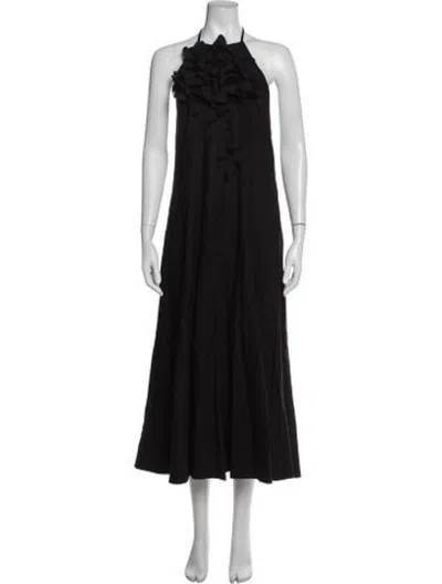 Pre-owned Caroline Constas Halterneck Long Dress W/ Tags In Black
