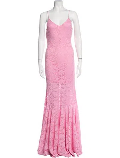 Pre-owned Caroline Constas Lace Pattern Long Dress W/ Tags In Pink