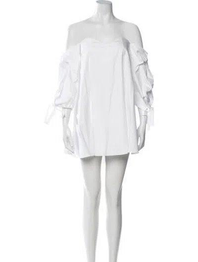 Pre-owned Caroline Constas Off-the-shoulder Mini Dress In White