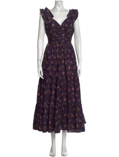 Pre-owned Caroline Constas Paisley Print Midi Length Dress In Blue