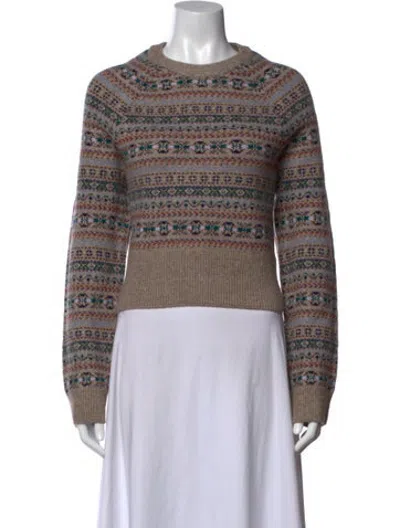 Pre-owned Caroline Constas Patterned Crew Neck Sweater W/ Tags In Brown