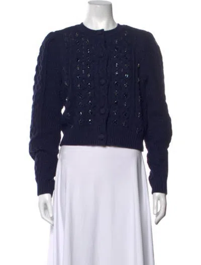 Pre-owned Caroline Constas Patterned Open Front Sweater W/ Tags In Blue